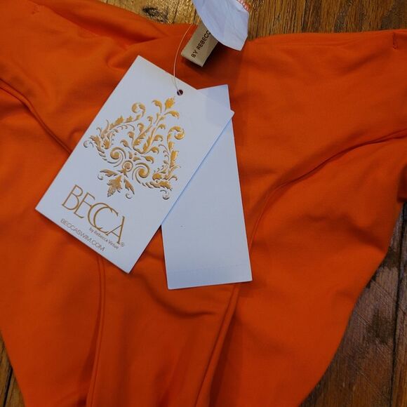 BECCA Baja Mar Hipster Bikini Bottom, Cheeky Coverage Orange XS - Picture 8 of 9